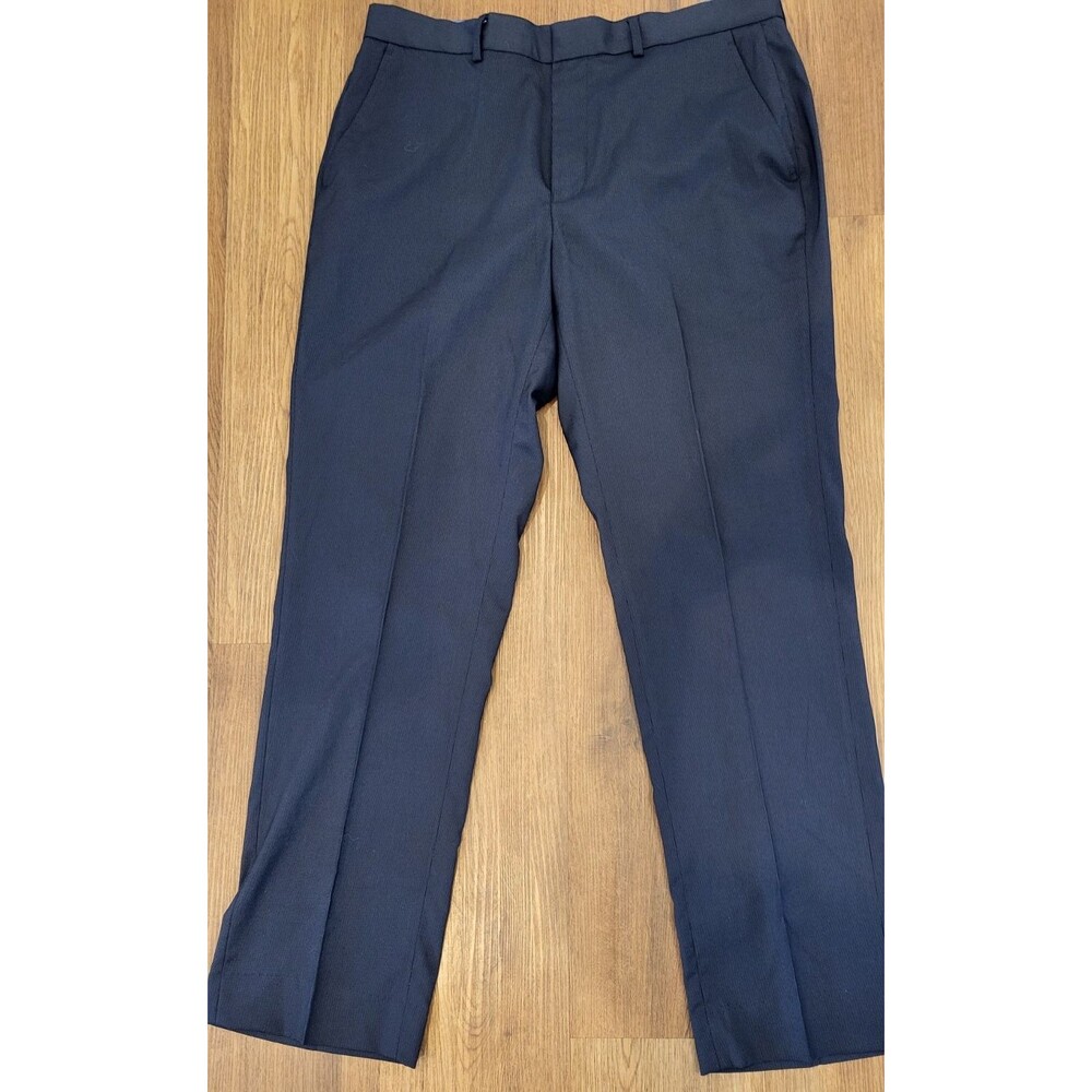 Nautica Mens Dress Pants 36x32 Navy Blue Flat Front Stretch Straight Leg Slacks